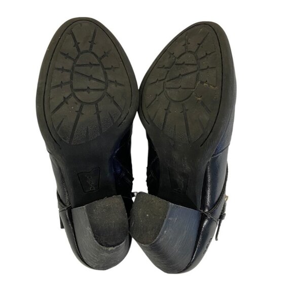 Born BOC Black Ankle Boots Heeled Size 7 Style Z01503 Leather Strap Buckle‎ Y2K - Picture 7 of 12
